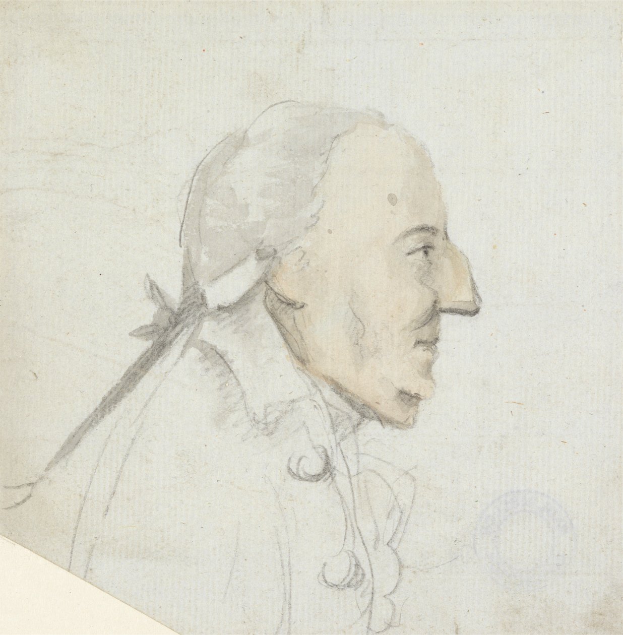 Een man met een grote neus: profiel naar rechts, hoofd en schouders door Henry William Bunbury