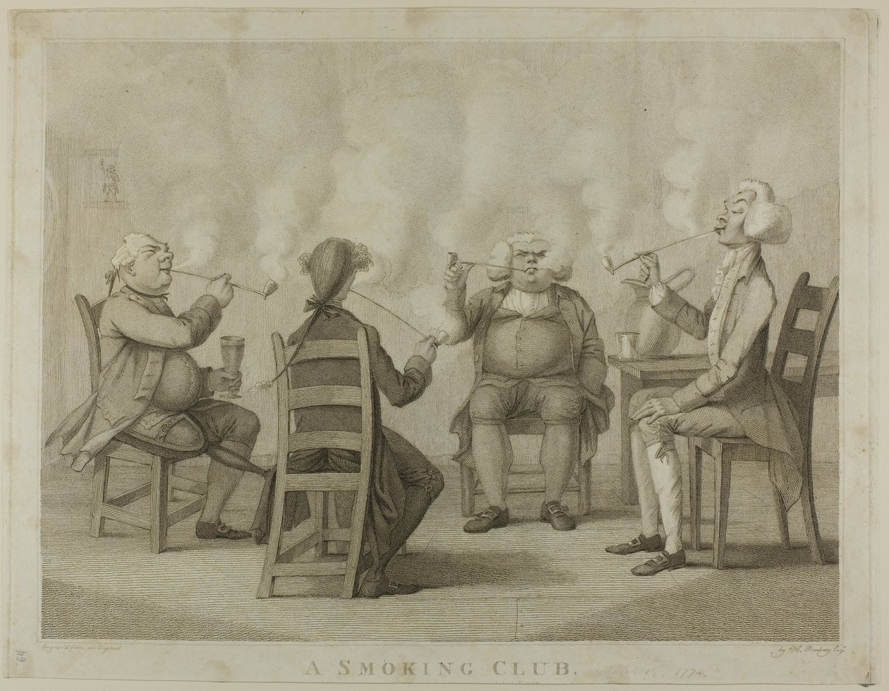Een Rookclub door Henry William Bunbury