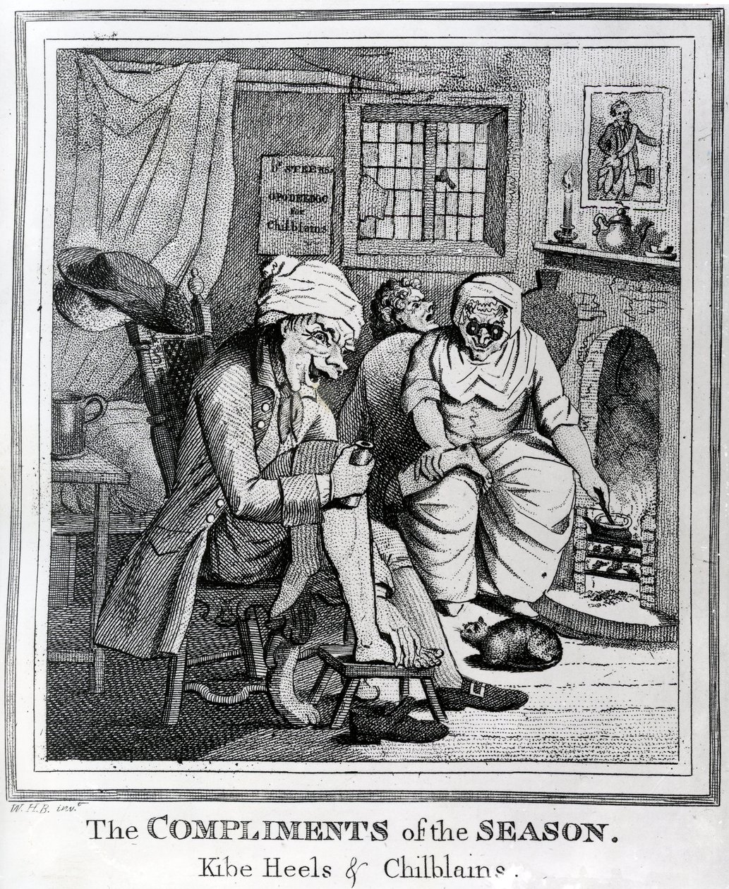 De complimenten van het seizoen, Kibe Heels en Chilblains, ca.1785 door Henry William Bunbury