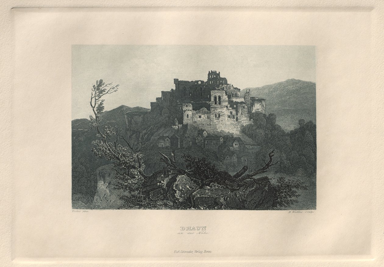 Das Malerische und Romantische Rheinland: Dhaun an der Nahe, 1928 door Henry Winkles