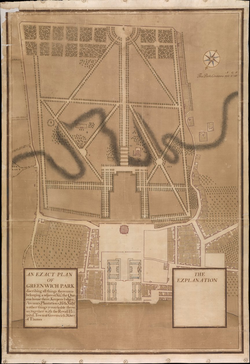Een exact plan van Greenwich Park, ca. 1700 door Henry Wise