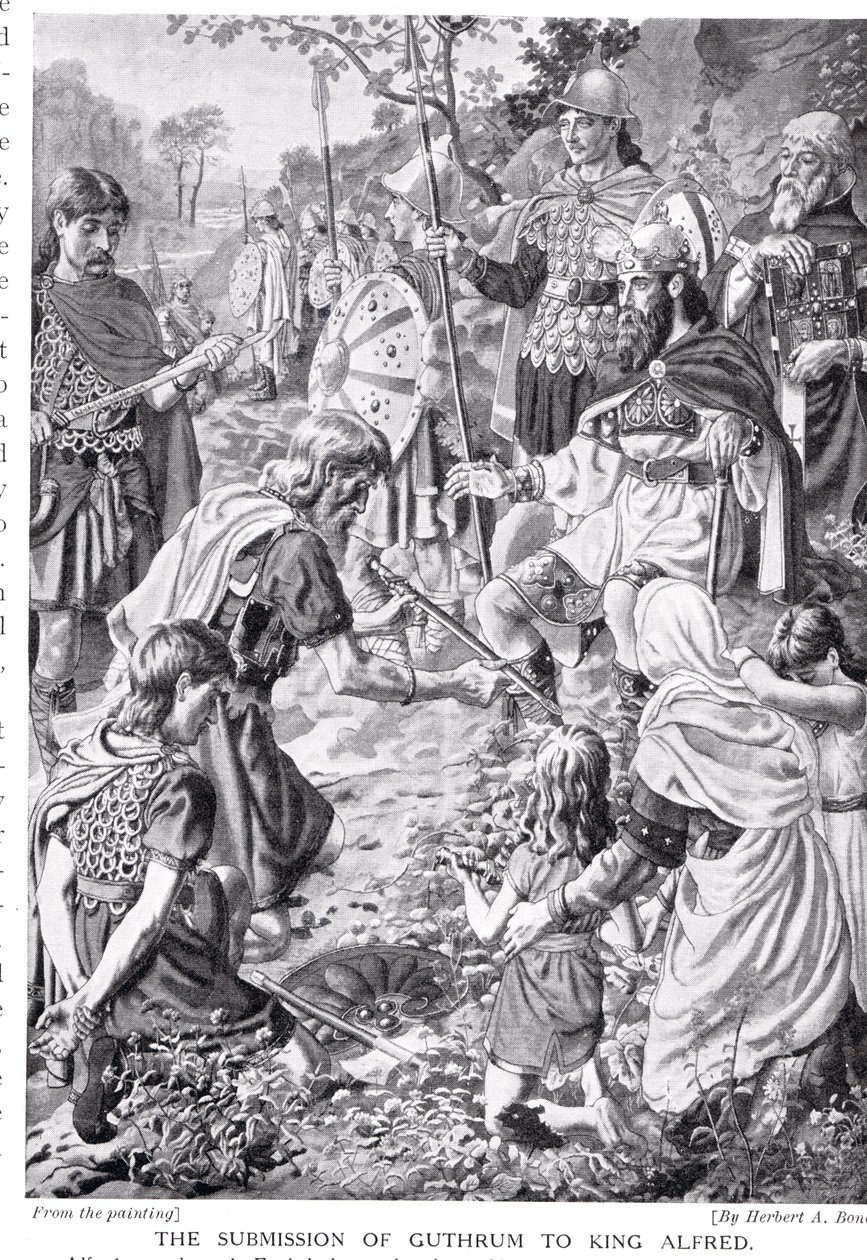 De Onderwerping van Guthrum aan Koning Alfred, illustratie uit 