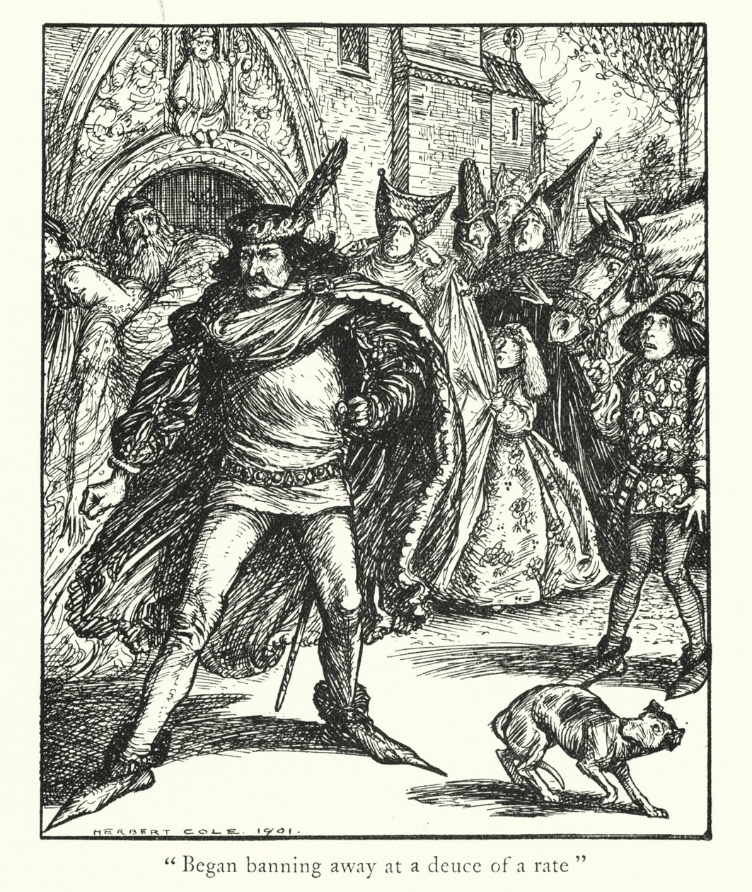 Legenden van Ingoldsby: De waarschuwing van de godslasteraar (litho) door Herbert Cole