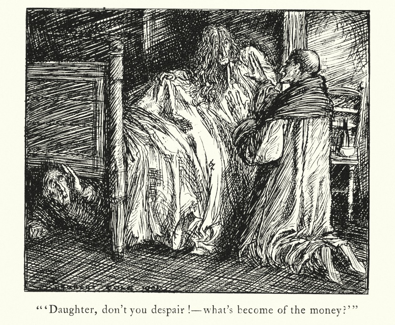 Legenden van Ingoldsby: De oude vrouw gekleed in grijs (litho) door Herbert Cole