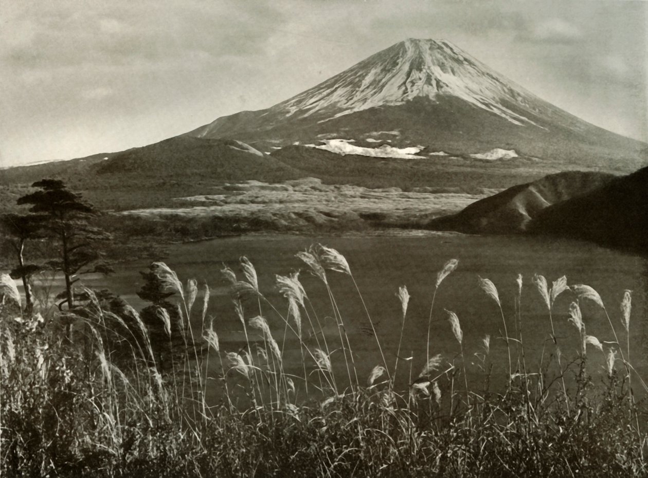 Fuji en het Kaia Gras, 1910 door Herbert Ponting