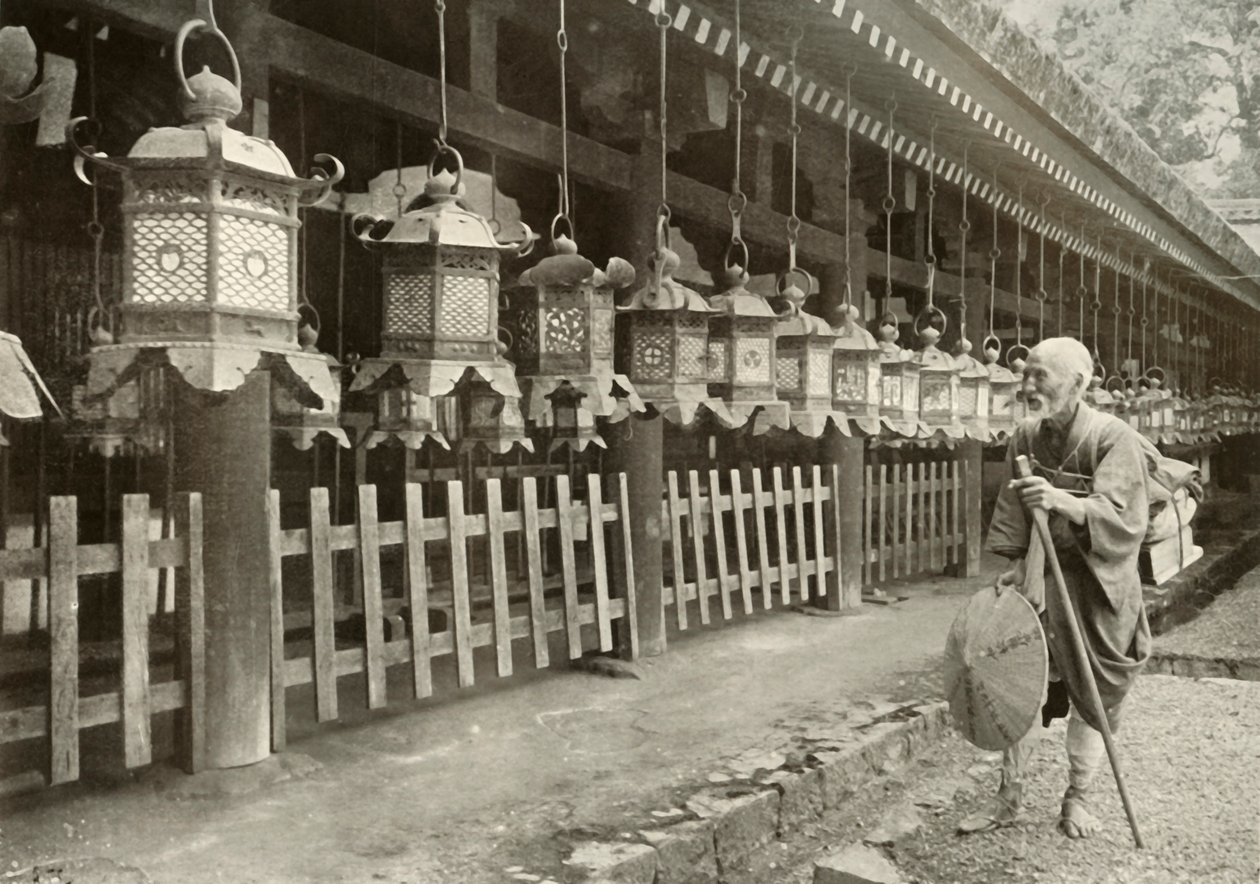 Op een pelgrimstocht naar Nara, 1910 door Herbert Ponting