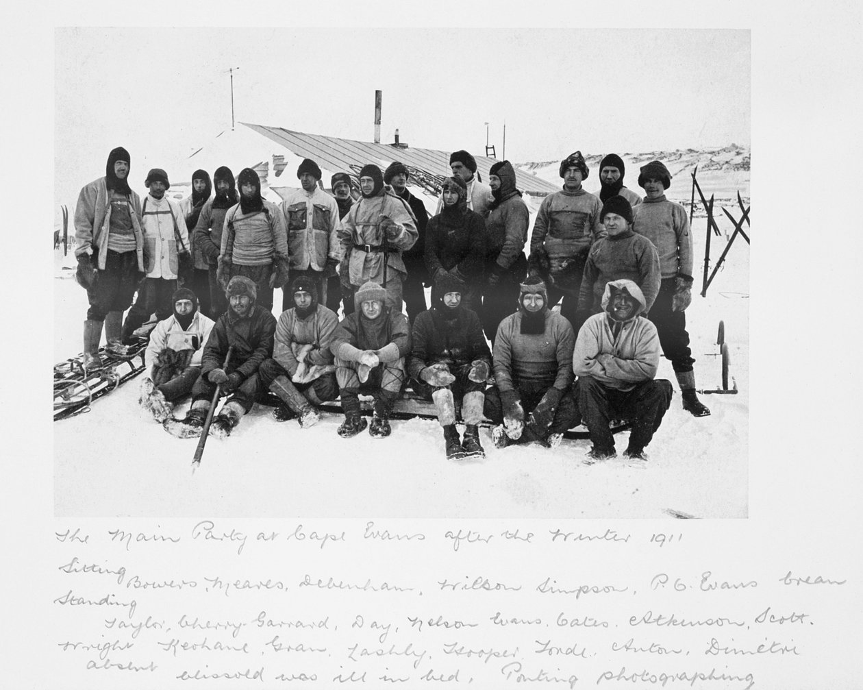De Hoofdpartij bij Cape Evans na de Winter 1911 (incl. Scott), uit 
