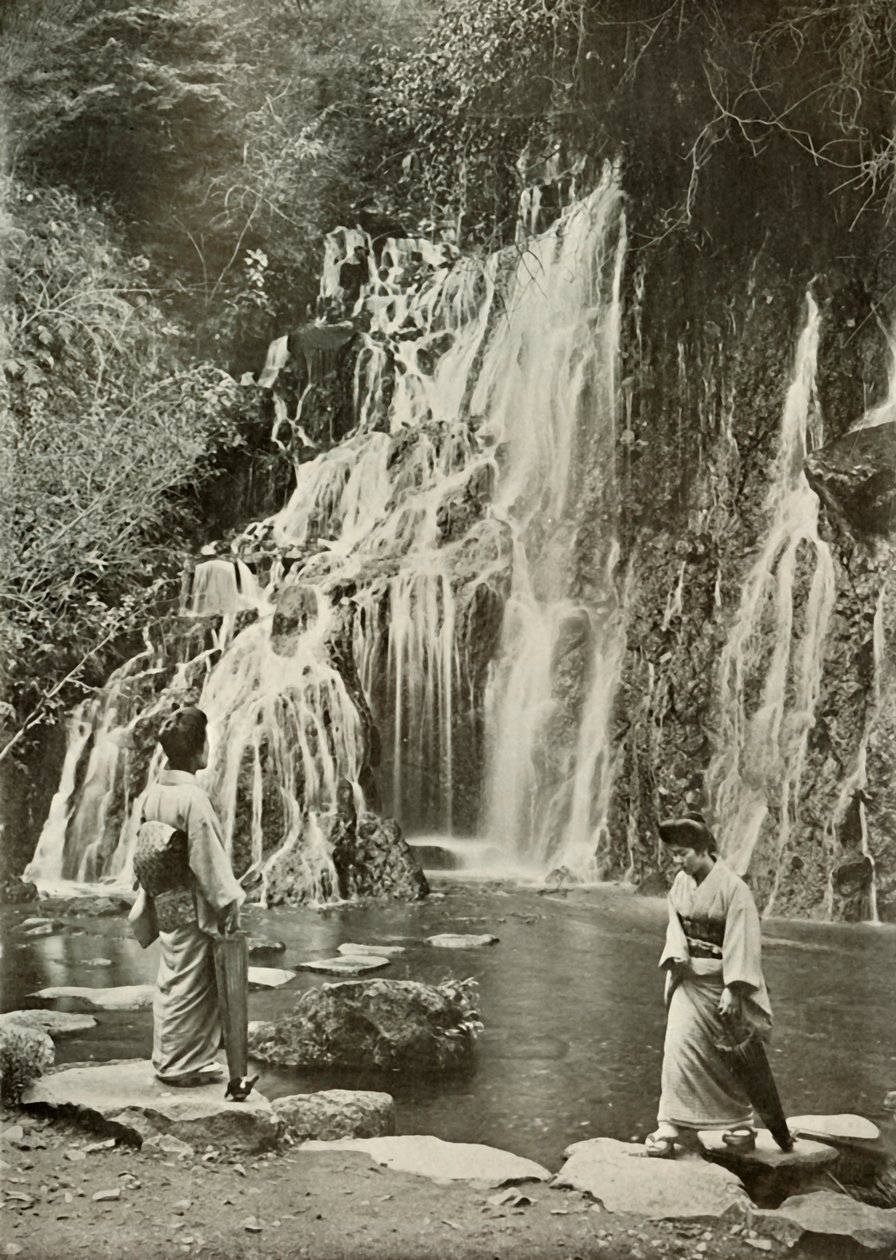 De Waterval van Vallende Juwelen bij Yumoto, 1910 door Herbert Ponting