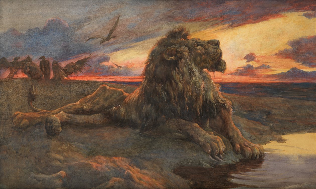 Studie voor de stervende leeuw door Herbert Thomas Dicksee