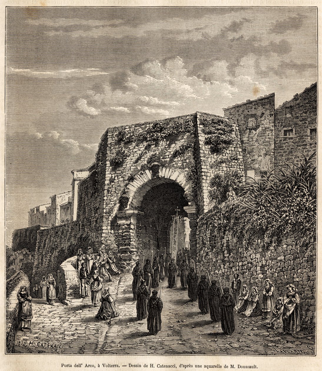 Een religieuze processie bij de Porta dell