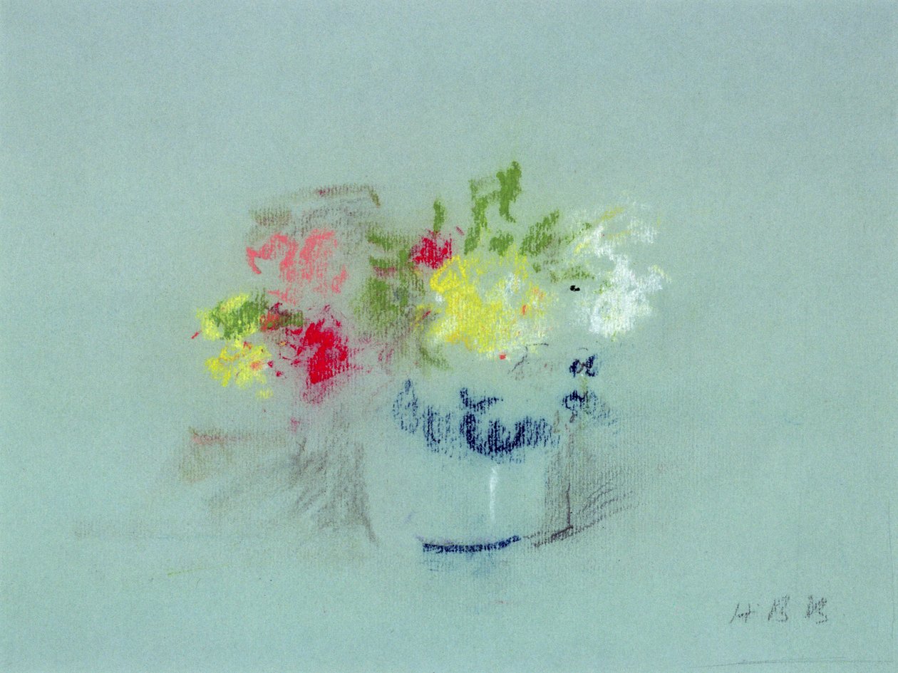 Bloemen in een blauw-witte vaas door Hercules Brabazon Brabazon