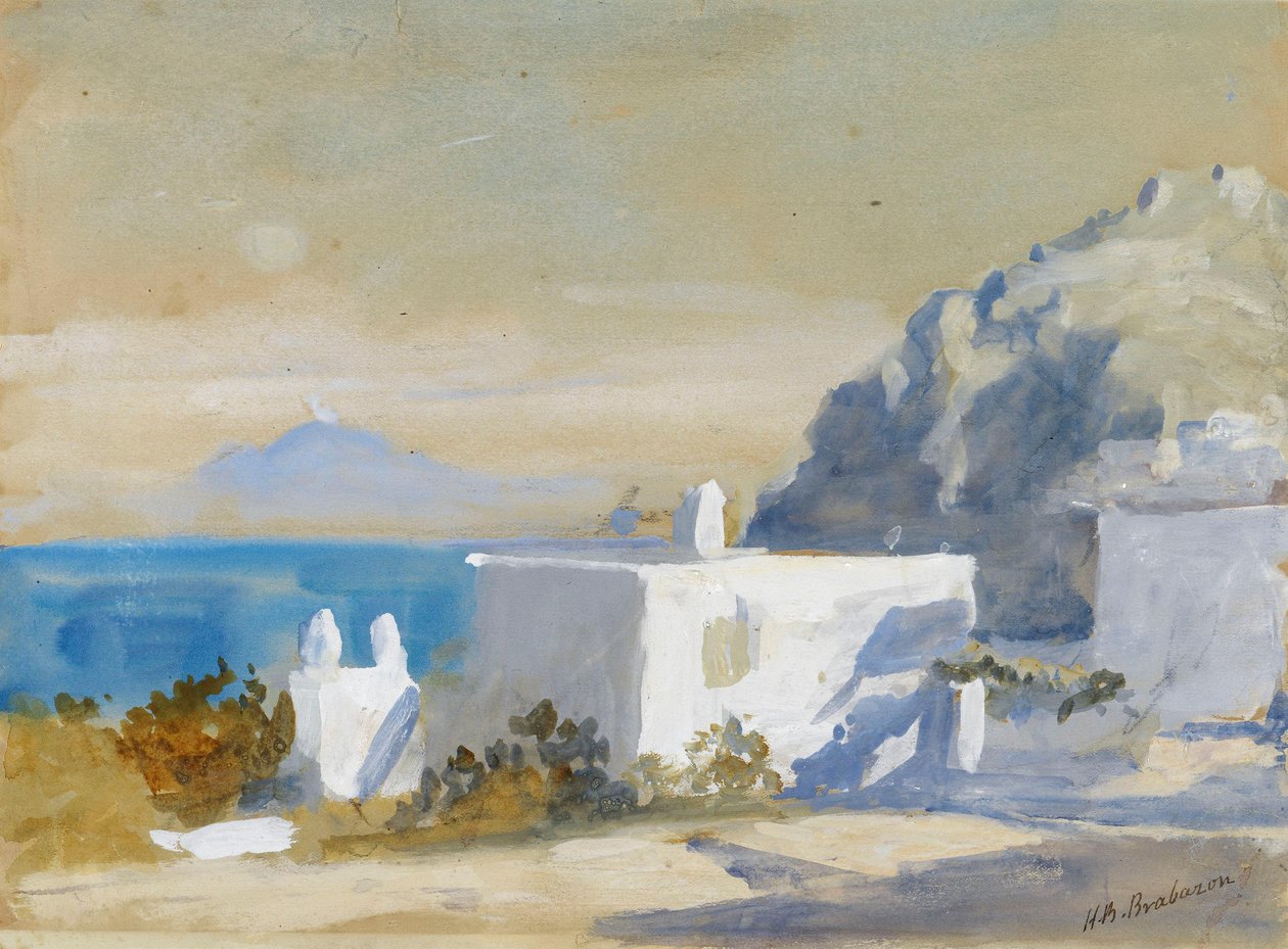 Huizen op Capri door Hercules Brabazon Brabazon