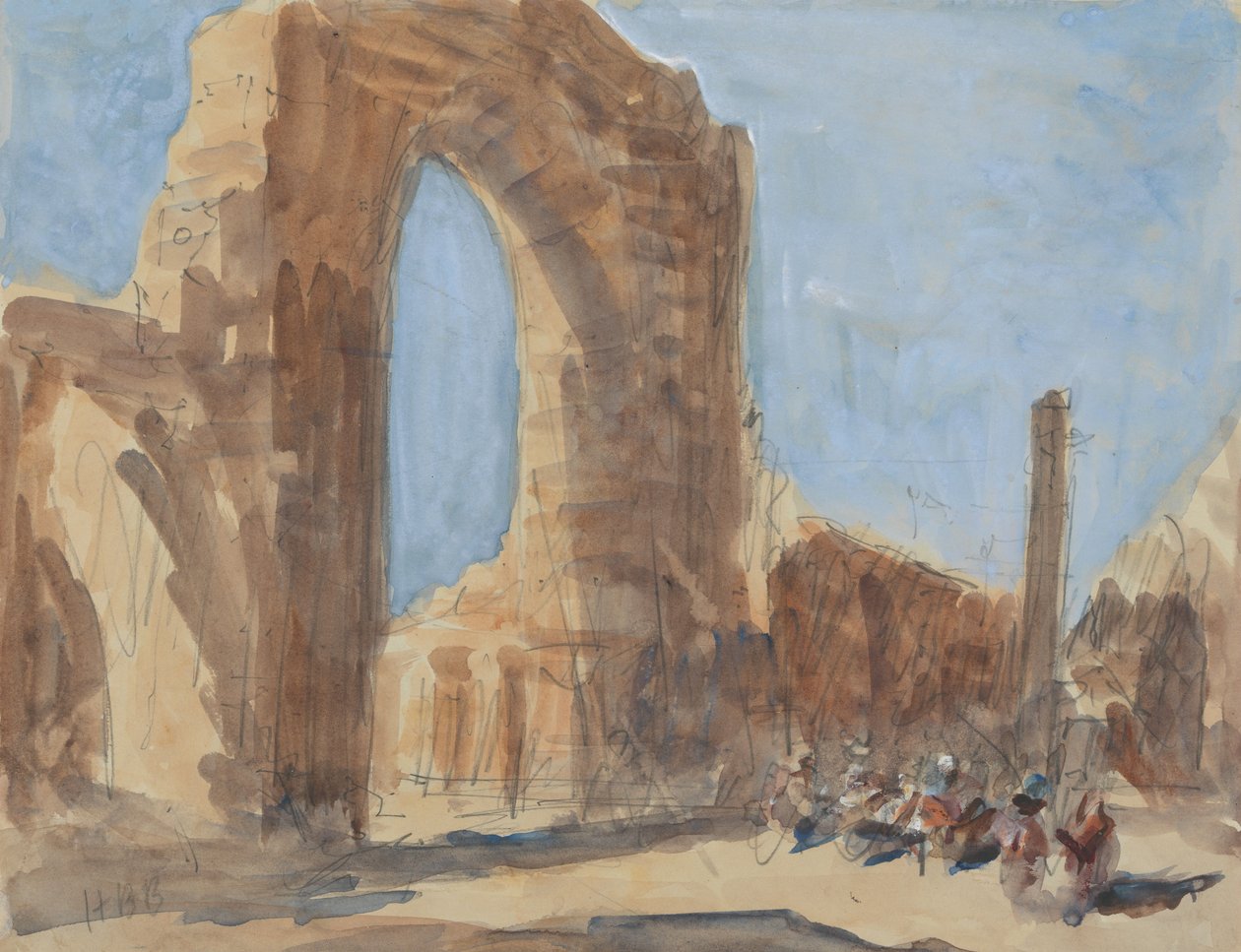 De Quwwat-ul-Islam-moskee en de ijzeren zuil van Delhi, Qutb Minar-complex door Hercules Brabazon Brabazon