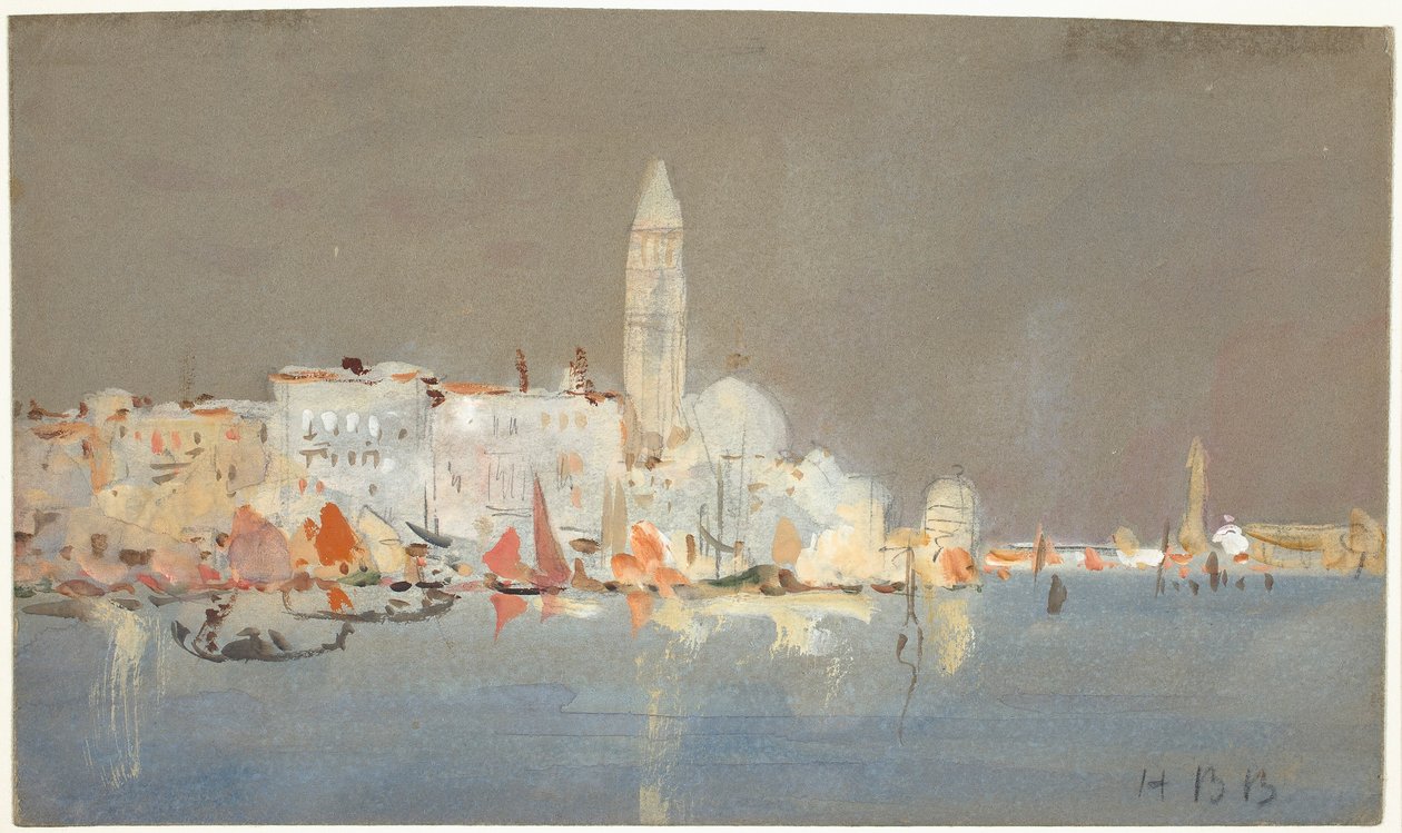 Venetiaans capriccio met een campanile door Hercules Brabazon Brabazon