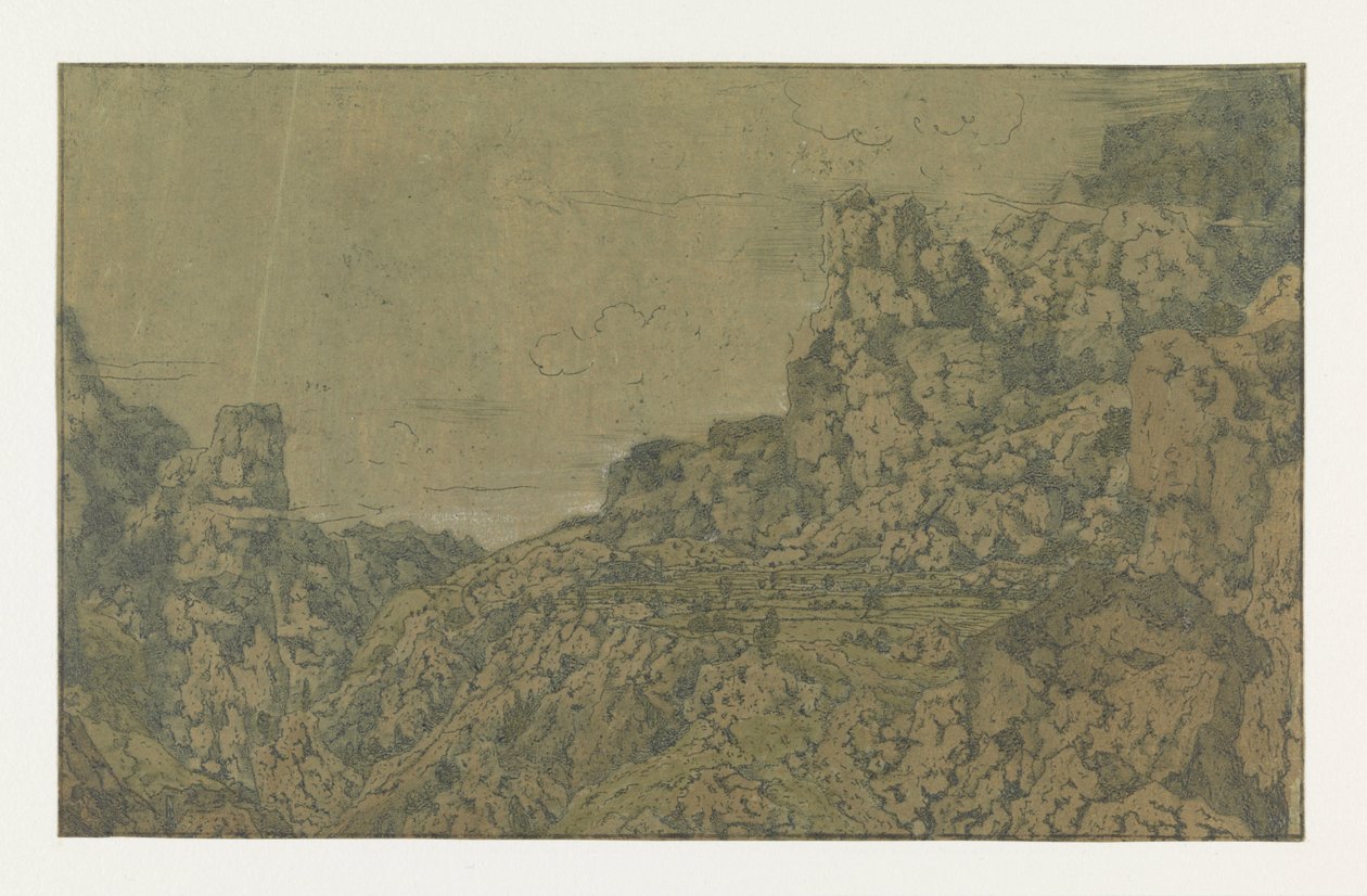 Berglandschap met een plateau door Hercules Segers