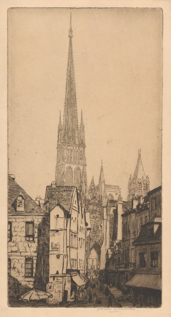 Spits van de Kathedraal van Rouen, La Flèche, Rouen door Herman Armour Webster