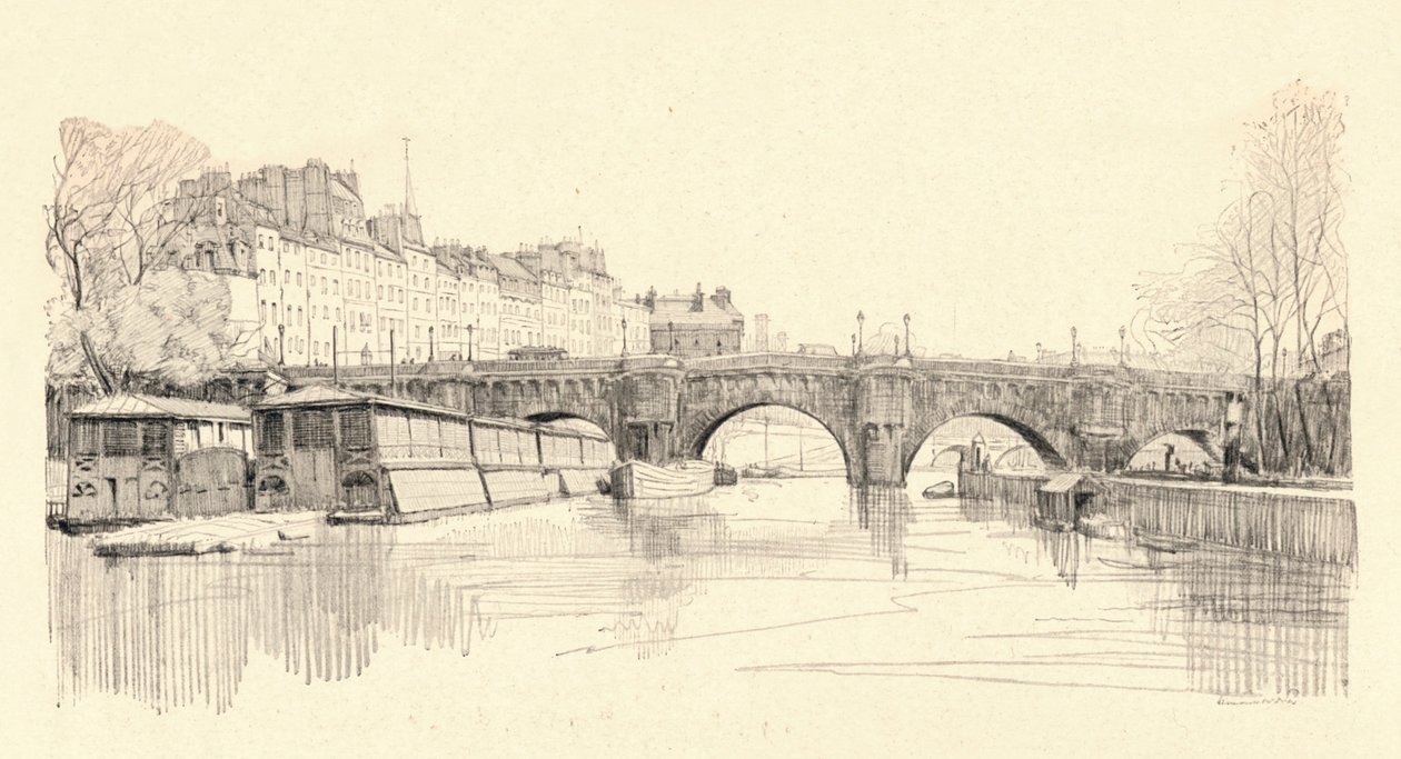 De Pont Neuf gezien vanaf de sluizen, 1915 door Herman Armour Webster