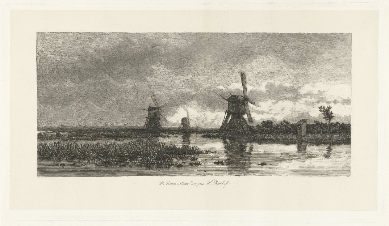 Landschap met molens door Herman Löwenstam