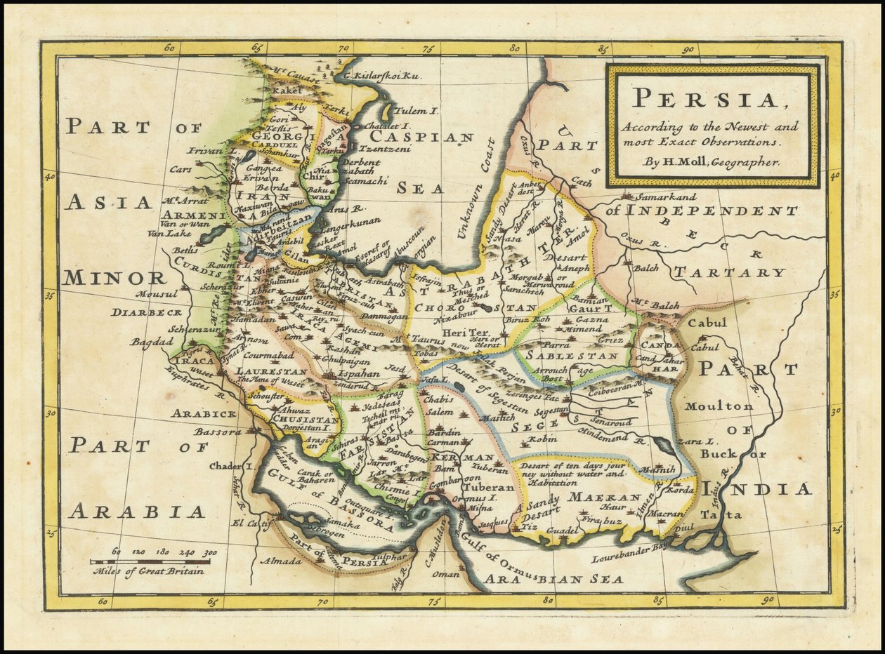1740 kaart van Perzië door Herman Moll