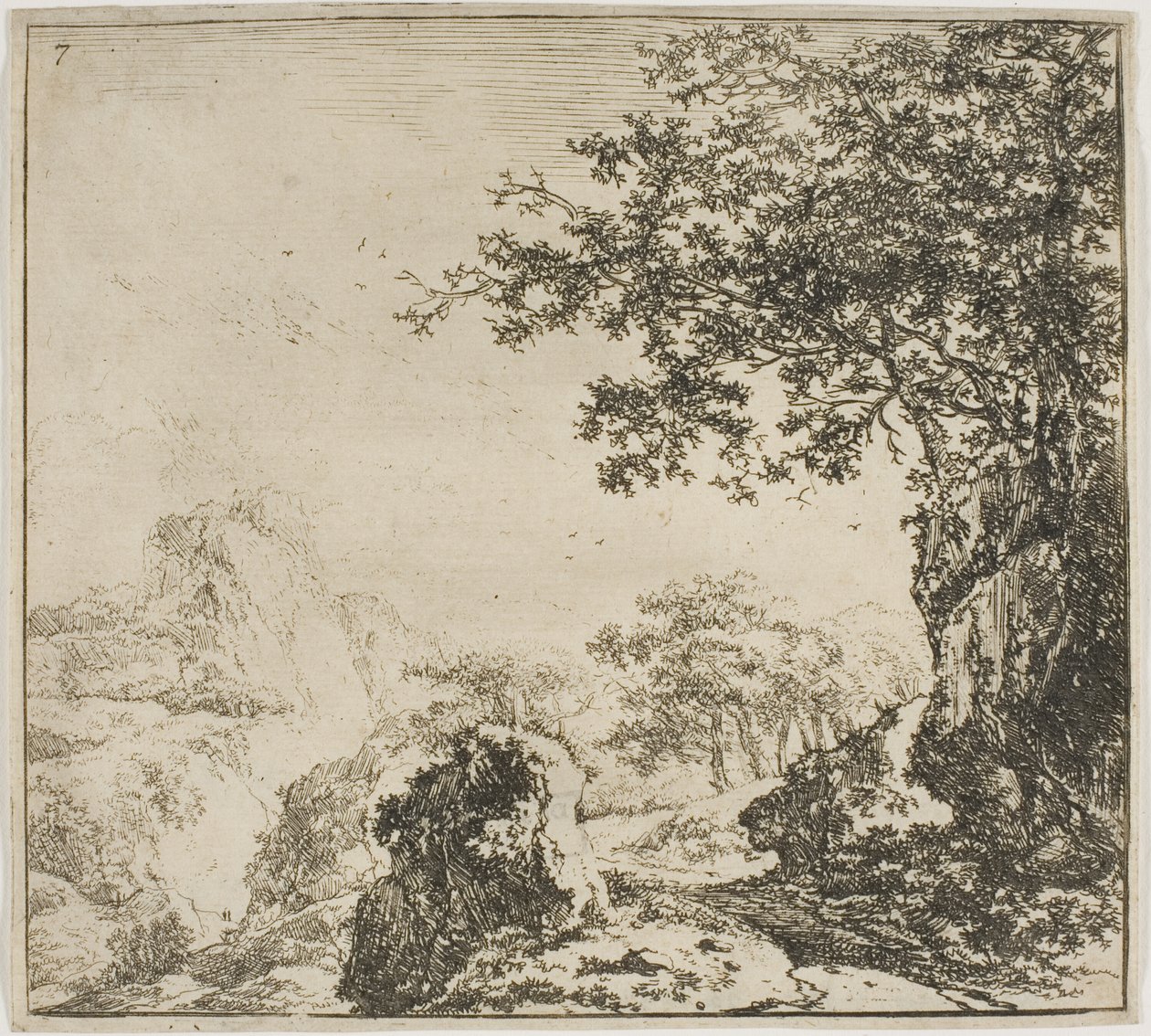 Bergachtig landschap met een weg, uit de serie Set landschappen door Herman Naijwincx