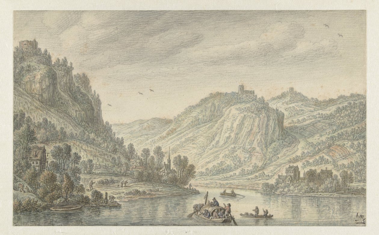 Rijn bij de Drachenfels door Herman Saftleven