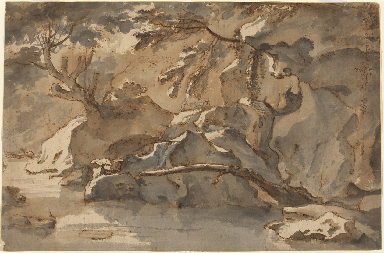 Landschap (naar Paul Bril) door Herman van Swanevelt