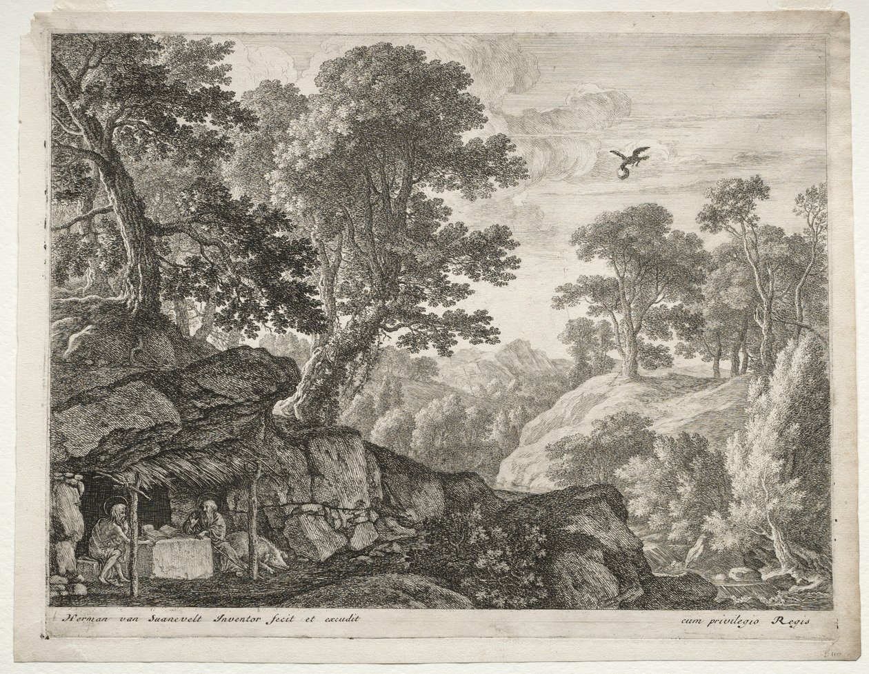 Landschap met St. Paulus en Antonius door Herman van Swanevelt