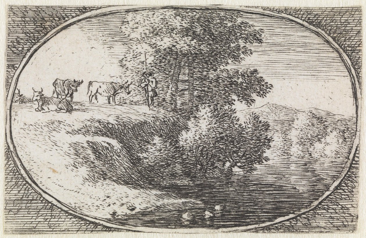 Landschap (nr. 12 uit de serie: variae campestrum fantasiae) door Herman van Swanevelt