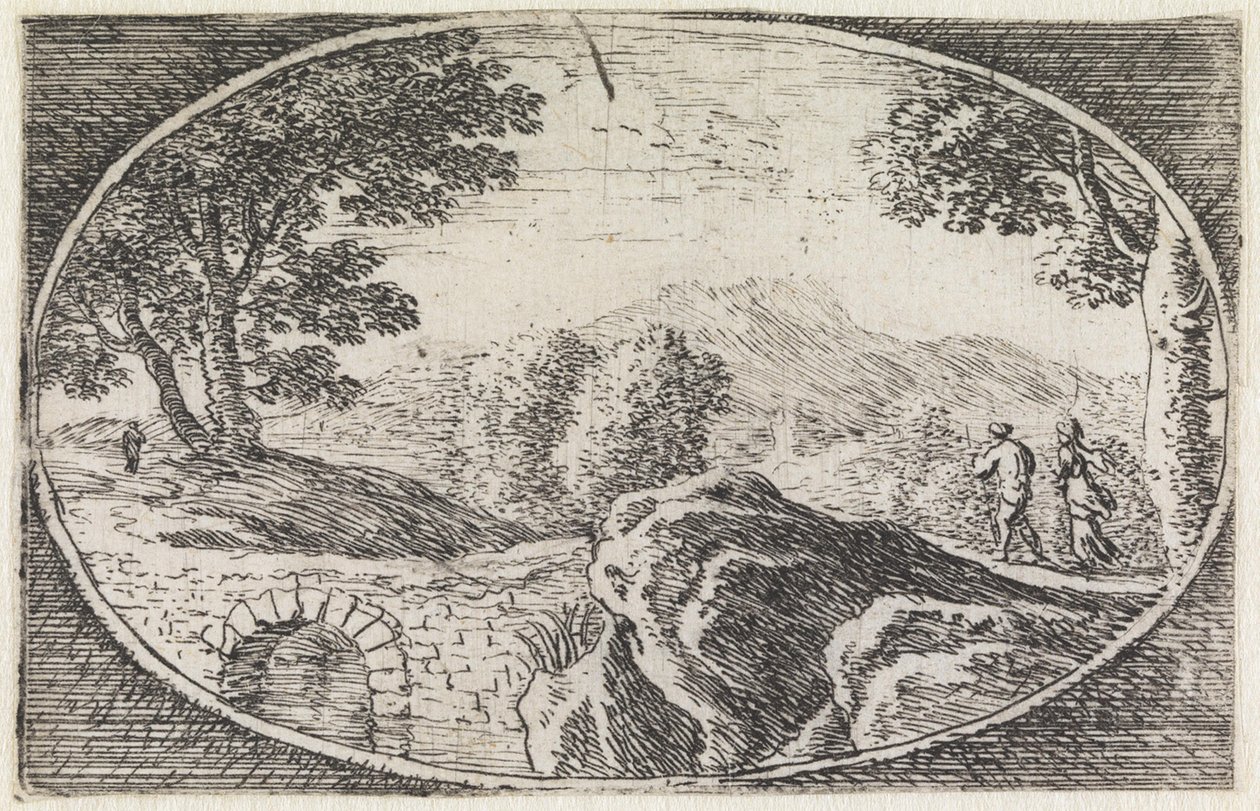 Landschap (nr. 14 uit de serie: variae campestrum fantasiae) door Herman van Swanevelt