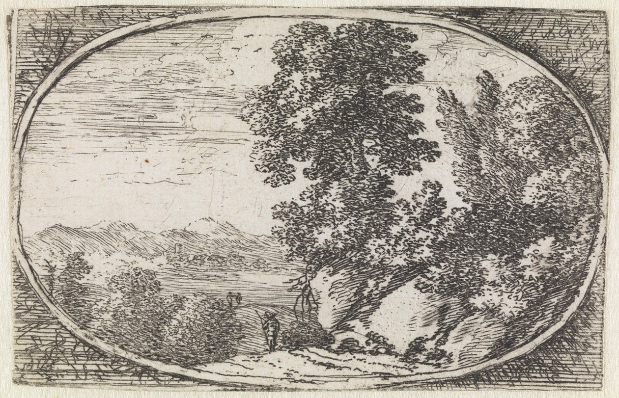 Landschap (nr. 18 uit de serie: Varie campestrum fantasiae) door Herman van Swanevelt