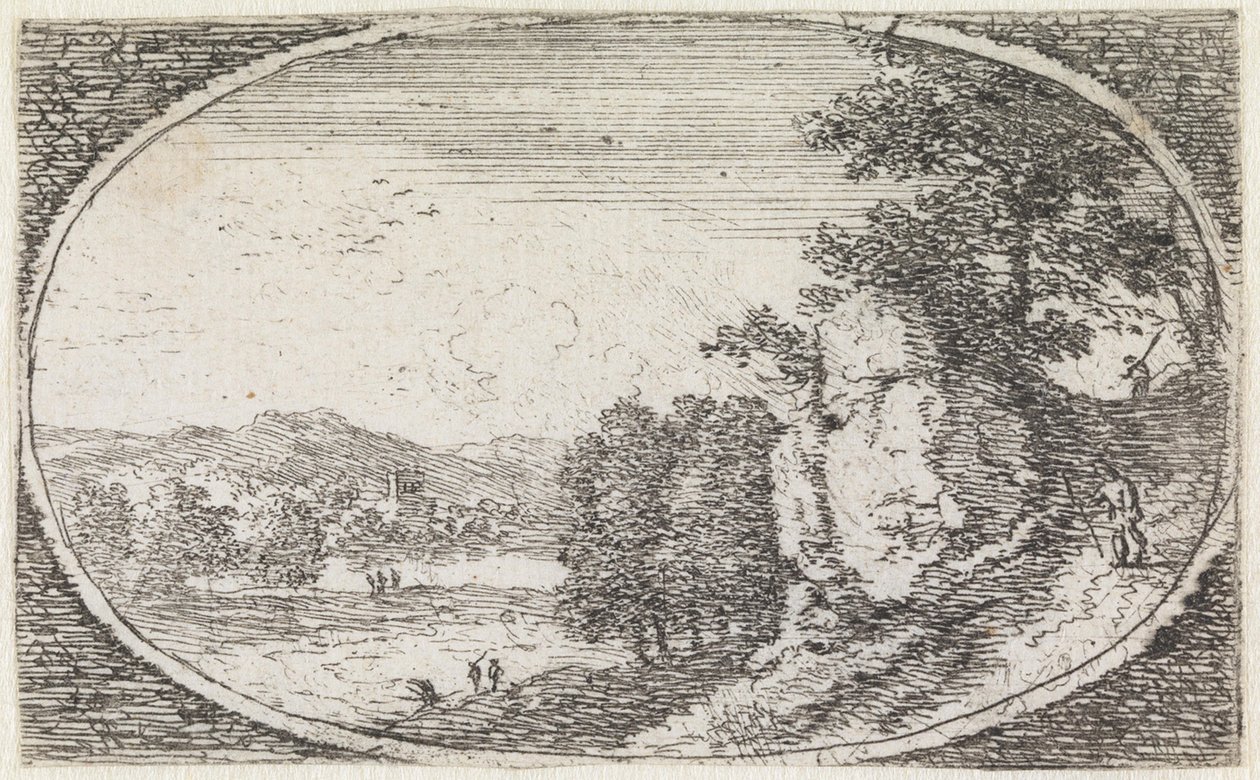 Landschap (nr. 19 uit de serie: variae campestrum fantasiae) door Herman van Swanevelt