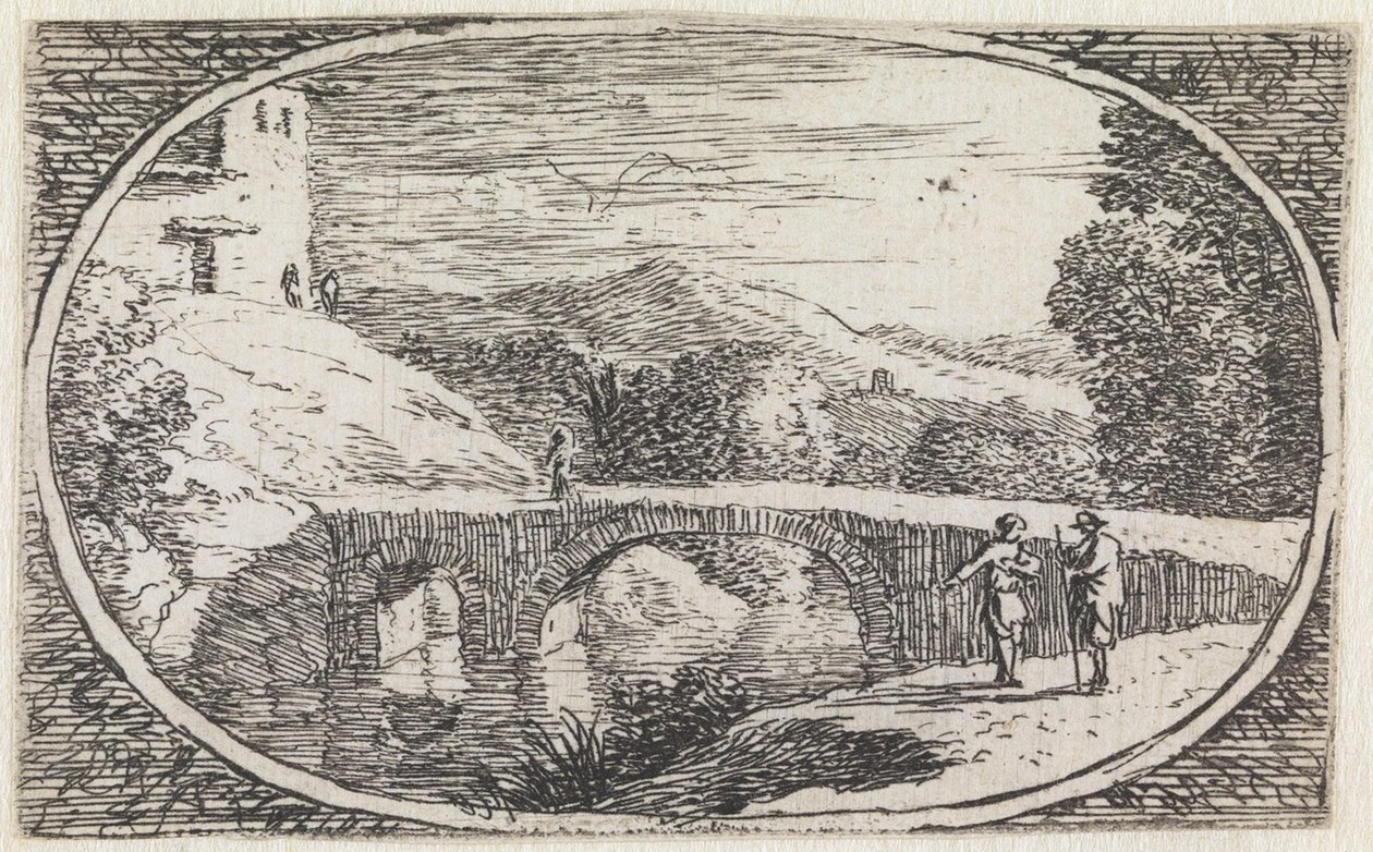 Landschap (nr. 6 uit de serie: Variae campestrum fantasiae) door Herman van Swanevelt