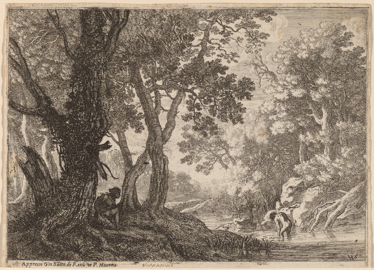 Salmacis en Hermaphroditus door Herman van Swanevelt