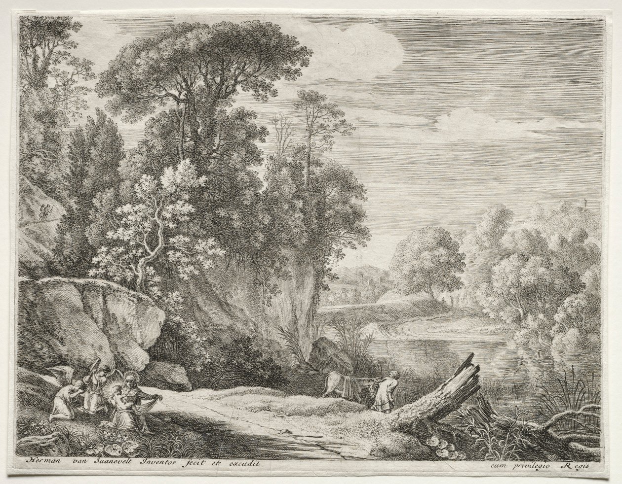 De Ezel Naar de Rivier Geleid, c. 1652-1654 door Herman van Swanevelt