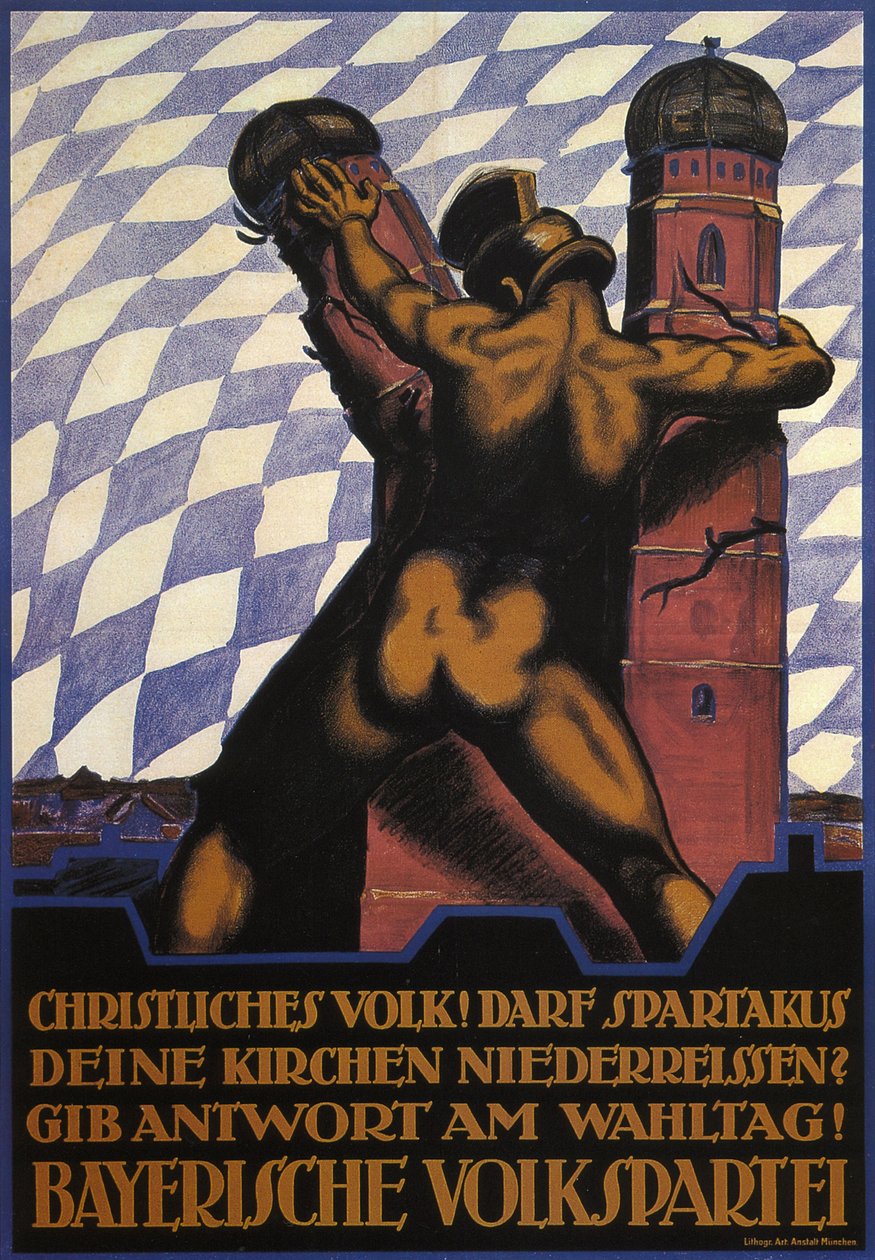 Christenen! Zal Spartacus uw kerken neerhalen, 1919 door Hermann Keimel