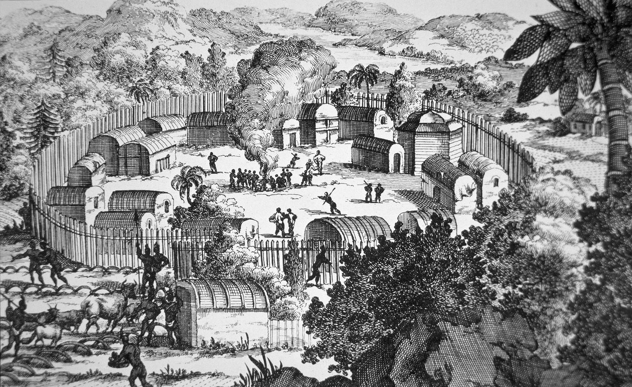 Dorp van de Susquehanna-mensen, Susquehanna-rivier (detail) gepubliceerd als inzet in Hermann Moll