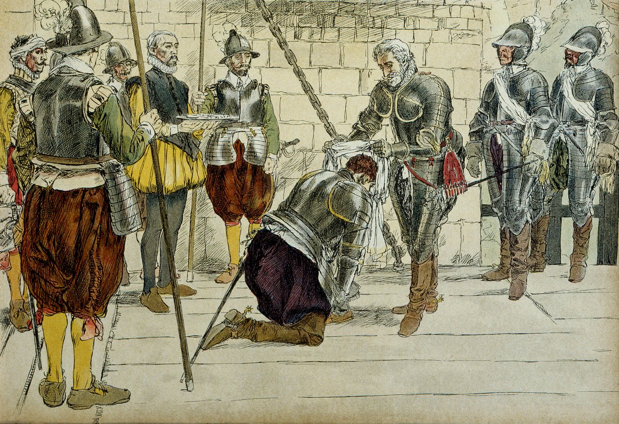 Charles II van Cosse Brissac (Cosse-Brissac) (1562-1621 of 1626) benoemd tot maarschalk van Frankrijk door Hendrik IV (1553-1610) voor het binnentreden van Parijs op 22 maart 1594. De provoost van de kooplieden Jean Lhuillier (?) staat naast hem en houdt d door Hermann Vogel