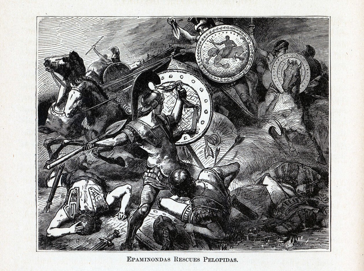 Epaminondas redt Pelopidas, 1882 door Hermann Vogel