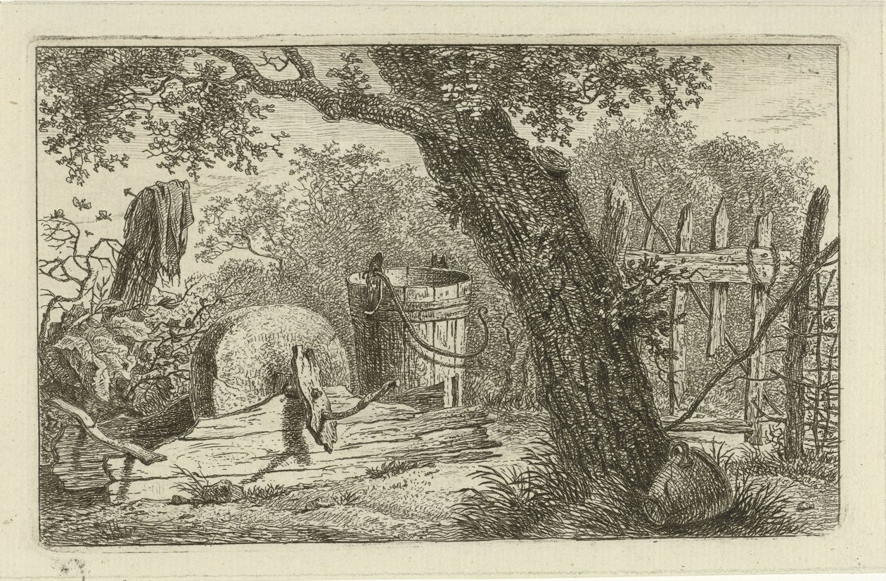 Landschap met slijpsteen door Hermanus Fock