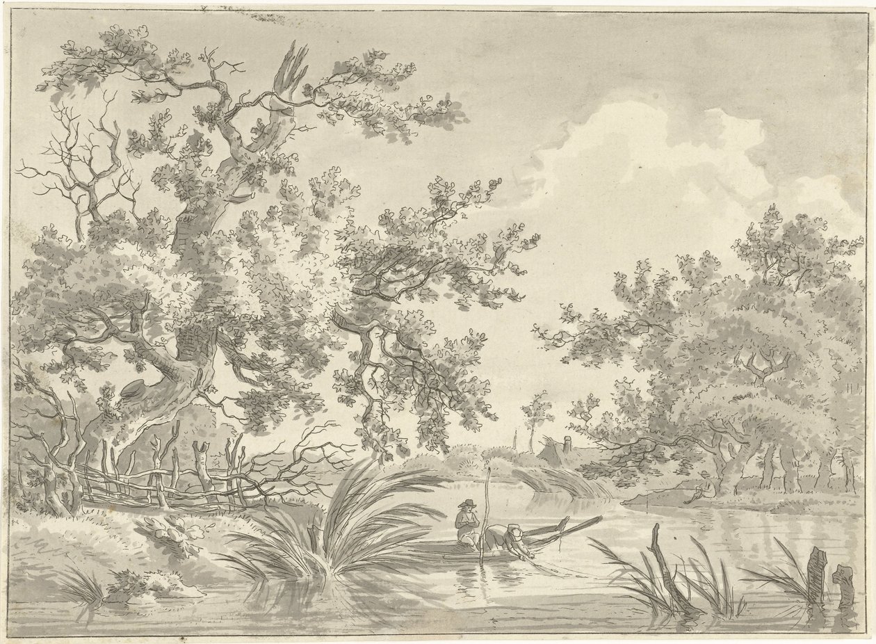 Landschap met twee vissers door Hermanus Fock
