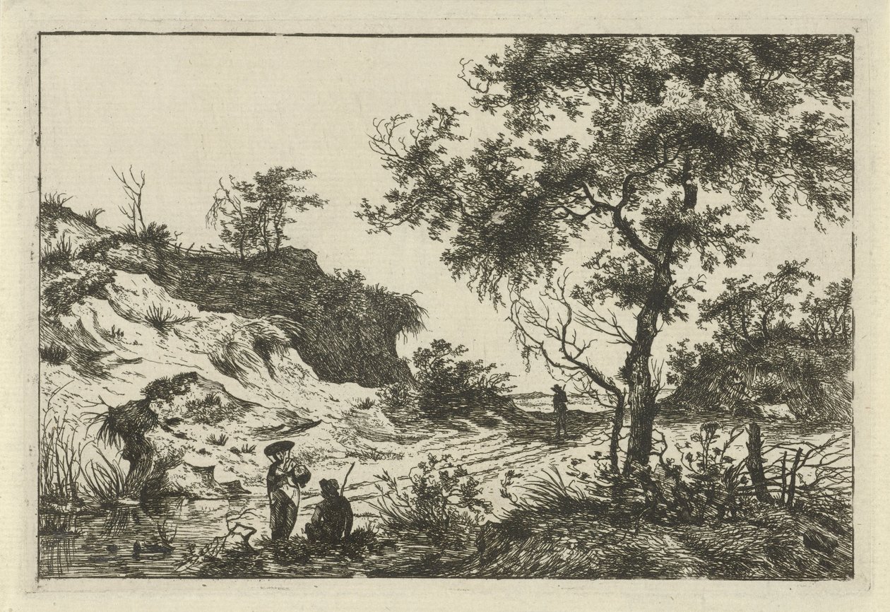 Landschap met vrouw met hoed door Hermanus Fock