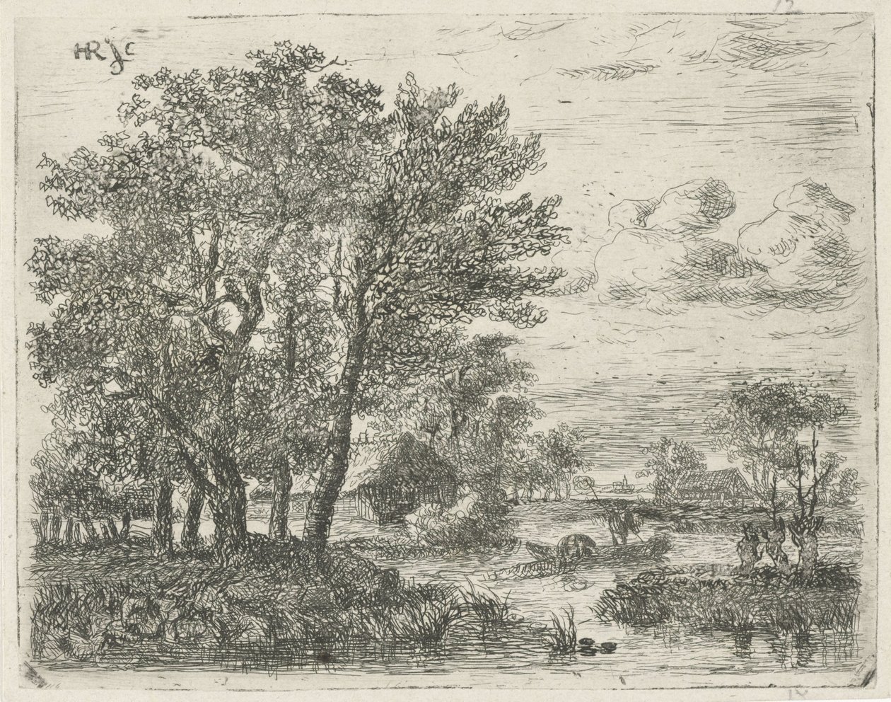 Vissers in een boot door Hermanus Jan Hendrik van Rijkelijkhuysen