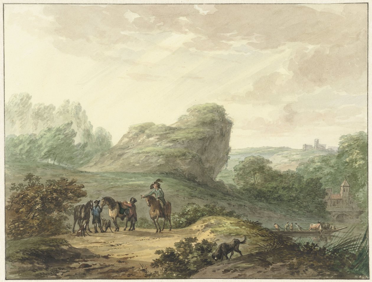 Landschap met ruiters door Hermanus Numan