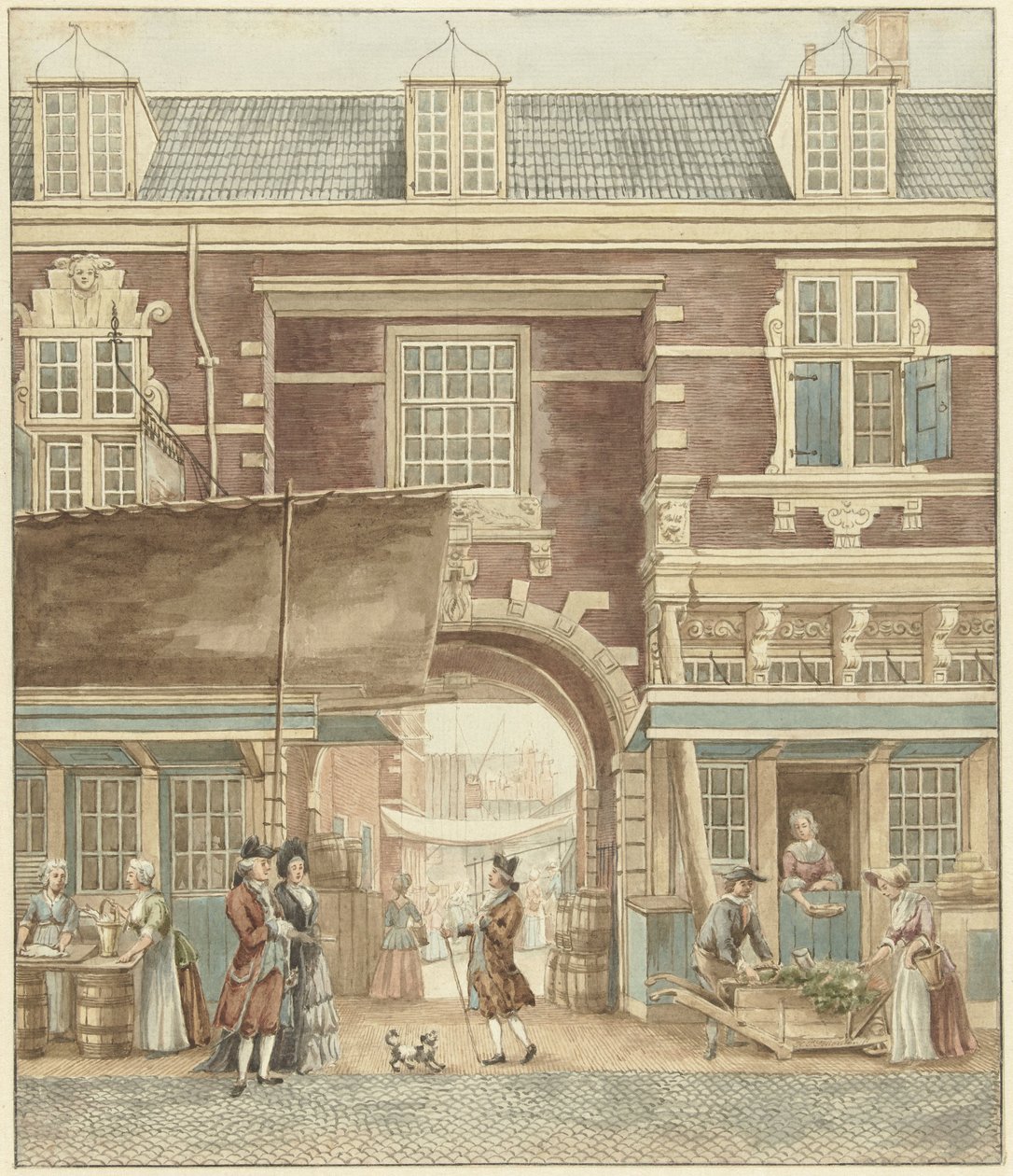 De Kleine Vispoort op de Vijgendam met een doorkijk naar de Vismarkt door Hermanus Petrus Schouten