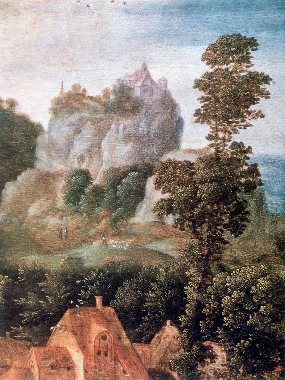 Vlucht naar Egypte (detail), ca. 1530-1550 door Herri met de Bles