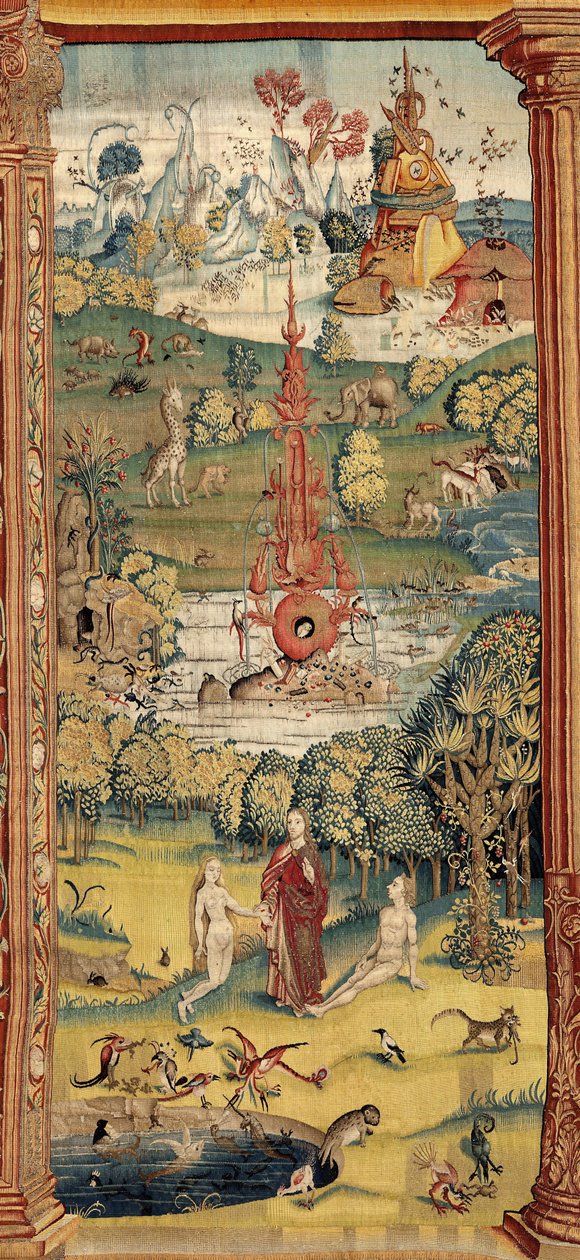 De tuin der lusten. ca. 1560 (tapijt) door Hieronymus (after) Bosch