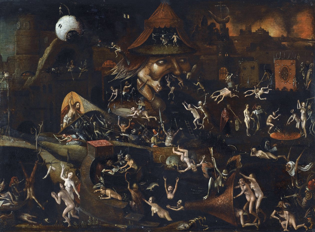 Afdaling naar de hel door Hieronymus (school of) Bosch