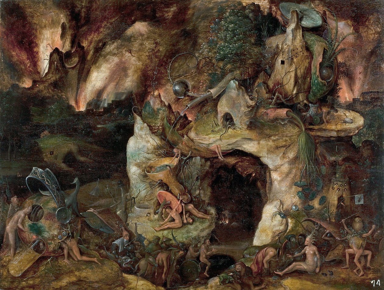 Landschap van de hel door Hieronymus (school of) Bosch