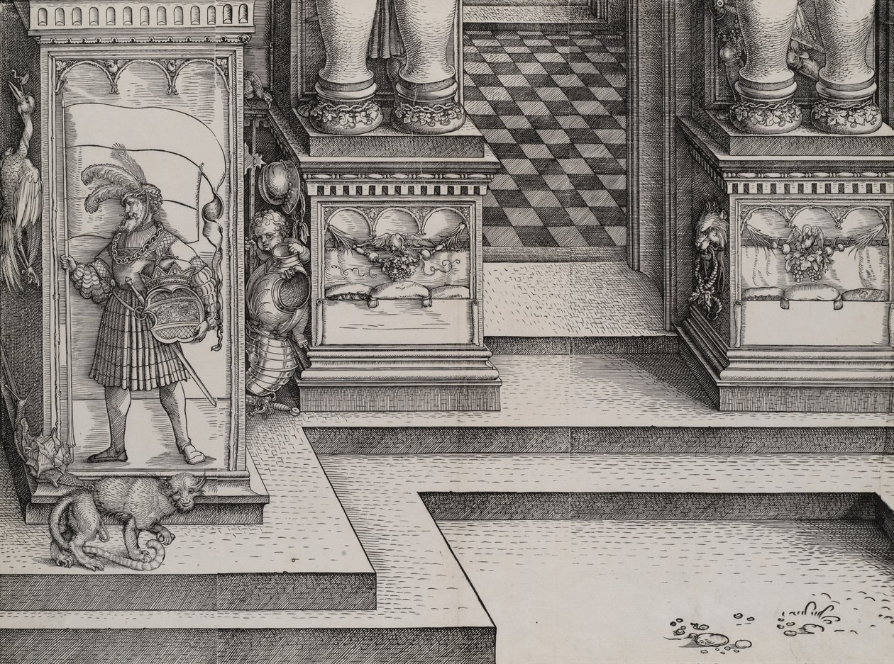 Onderste gedeelte van de ingang naar de rechterpoort Die Porten des Adels door Hieronymus Andreae