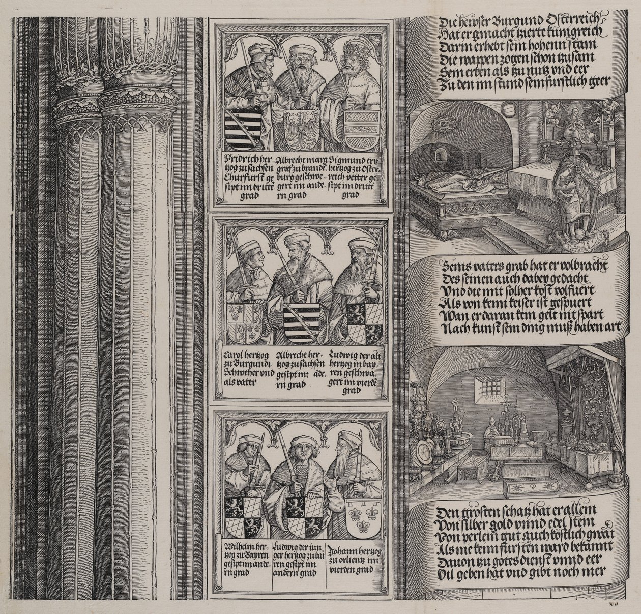 Het Graf opgericht door Maximiliaan voor zijn Vader, en de Keizerlijke Schat, met Portretten door Hieronymus Andreae